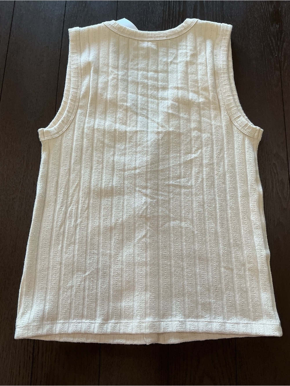 LOFT Beige Ribbed V-Neck Button-Front Sweater Vest - Picture 2 of 4